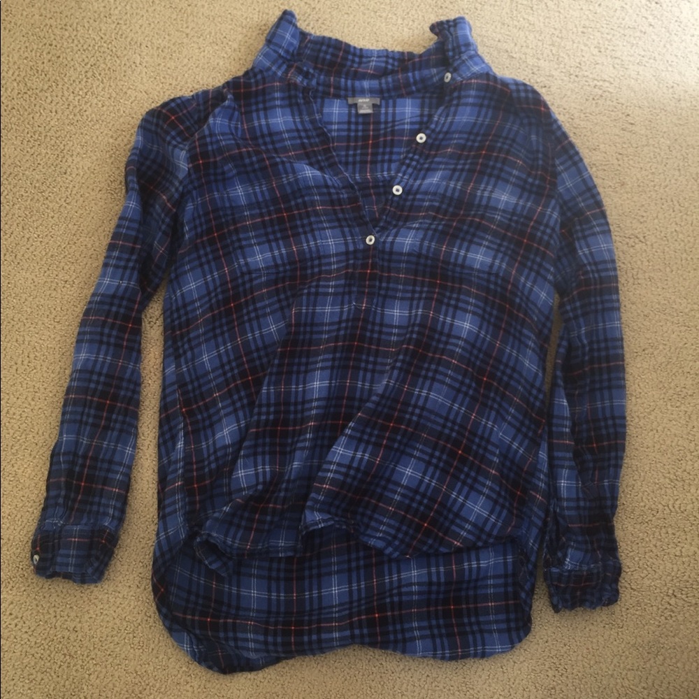 Blue half button flannel